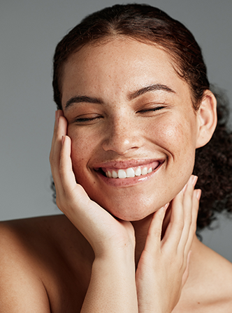 Woman showing off her amazing skin.